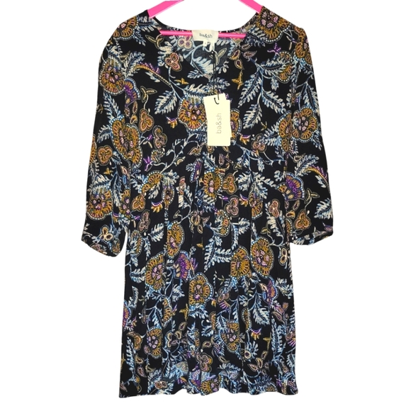 BA&SH Robe Volver Dress NWT floral Mini puff sleeve small 4 - Picture 6 of 12